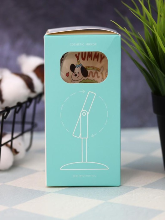 Зеркало настольное на ножке &quot;Happy dog&quot;, жёлтое (10,5*18 см) 