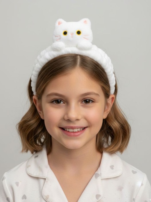 Повязка на голову GIRLY "Кот Фари", белая 