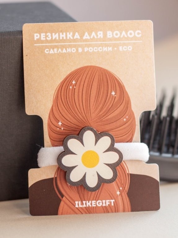 Резинка для волос ЭКО из дерева "Маргаритка"