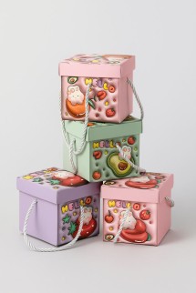 Набор подарочных самосборных коробок 12 шт. &quot;Bright drawings&quot;, mix (9.8*9.8*10)