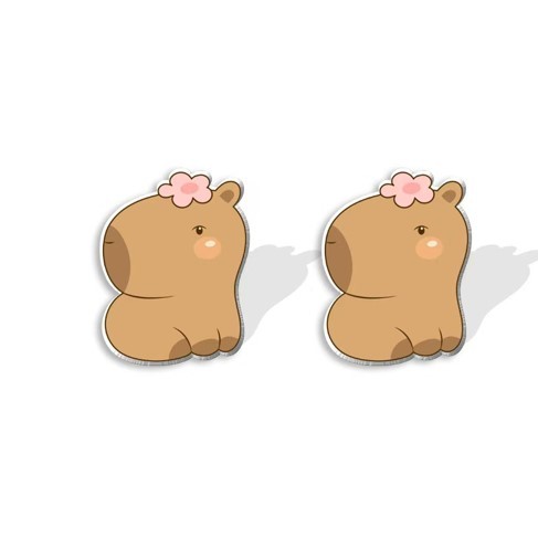 Серьги-клипсы GIRLY &quot;Capybara with a flower&quot; 