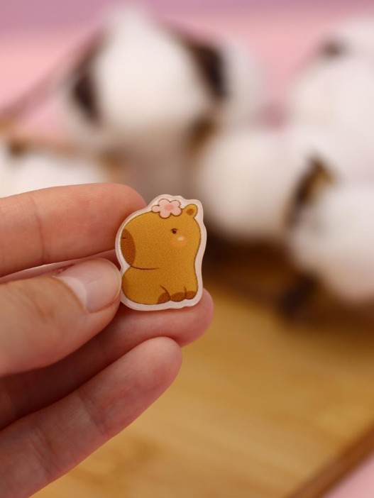 Серьги-клипсы GIRLY &quot;Capybara with a flower&quot; 