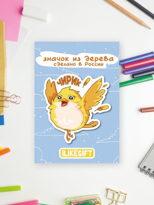 Значок ECO из дерева "Чирик" 