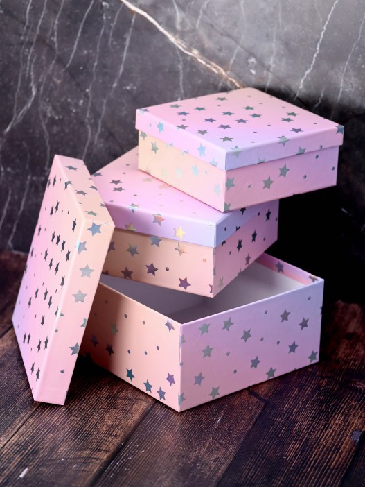 Подарочная коробка «Starry sky», pink (15*15*6.5) 