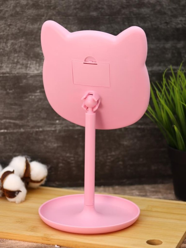 Зеркало настольное с подсветкой GIRLY "Милый котенок", розовое