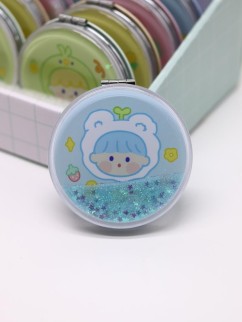 Зеркало раскладное шейкер &quot;Малыш-медведь&quot;, голубое, 7*7 см