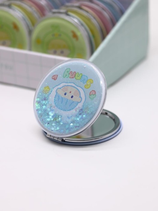Зеркало раскладное шейкер &quot;Малыш-медведь&quot;, голубое, 7*7 см 