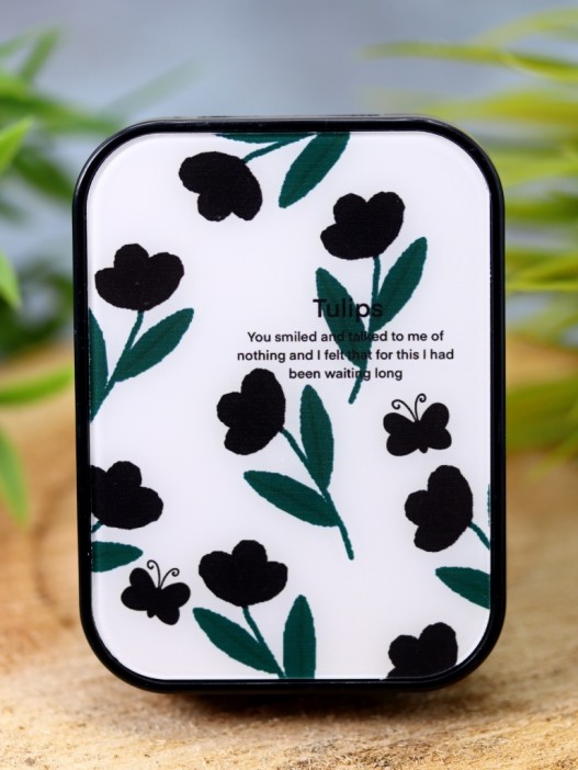 Контейнер для линз «Beautiful flowers», white 