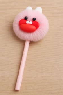 Ручка с помпоном "Big lipst", pink