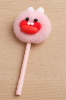 Ручка с помпоном "Big lipst", pink