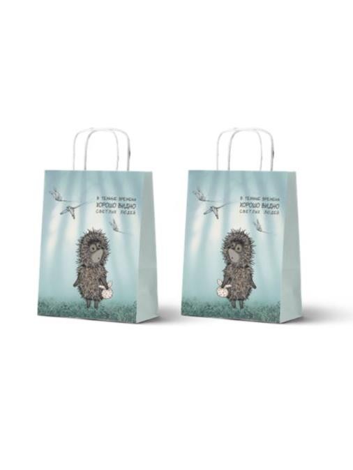 Пакет подарочный «Ёжик в тумане. В тёмные времена», белый (24*14*30) 