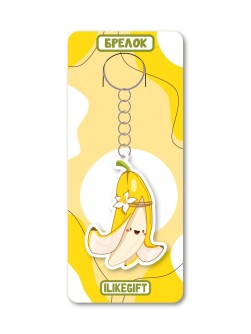 Брелок ECO из дерева iLikeGift «Банан с цветком»