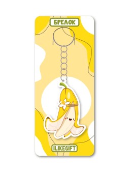 Брелок ECO из дерева iLikeGift «Банан с цветком»