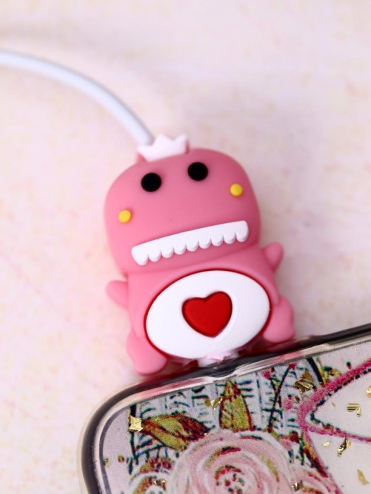 Защитная насадка для провода &quot;Love dino&quot;, pink 