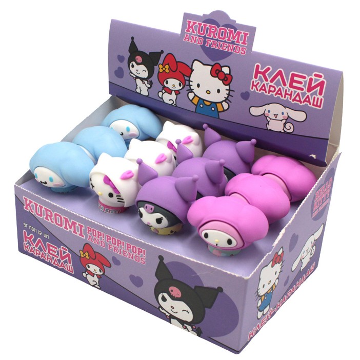 Клей-карандаш с топпером ПВП "Kuromi and friends" 9 г,mix