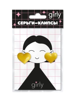 Серьги-клипсы GIRLY "Hearts", yellow
