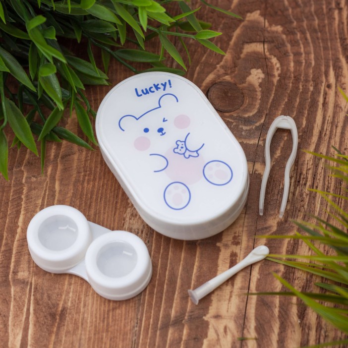 Контейнер для линз "Face bear", white 