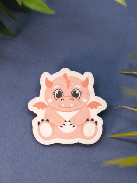 Значок ECO из дерева&quot;Dragon&quot;, red 