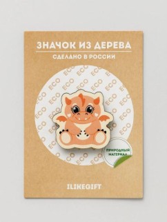 Значок ECO из дерева&quot;Dragon&quot;, red