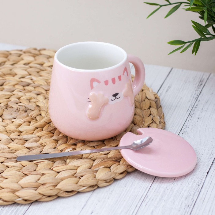 Кружка "Playing cat", pink (400 ml) 