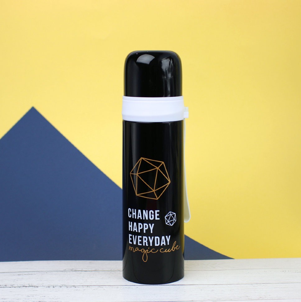 Термос "Change happy everyday", black (500ml)
