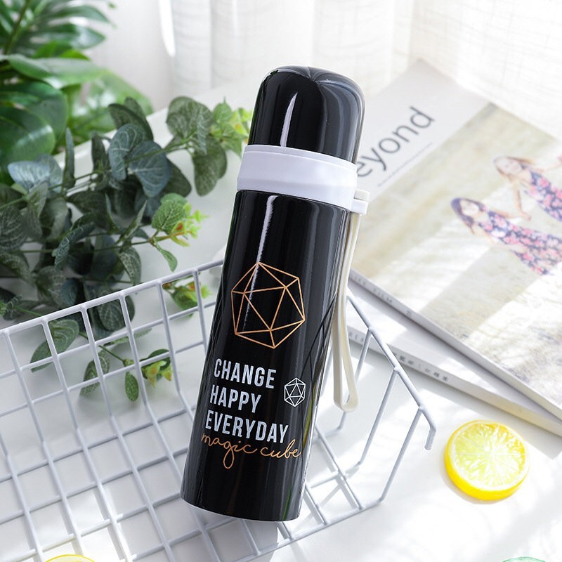 Термос "Change happy everyday", black (500ml)