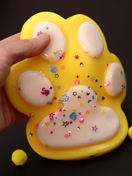 Мялка - антистресс «Игривая Таба ЛАПКА», жёлтая, 13 х 14 см 