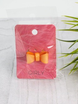 Кольцо акриловое GIRLY "Бантик", оранжевое (d=1,8 см)