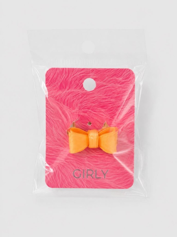 Кольцо акриловое GIRLY "Бантик", оранжевое (d=1,8 см)