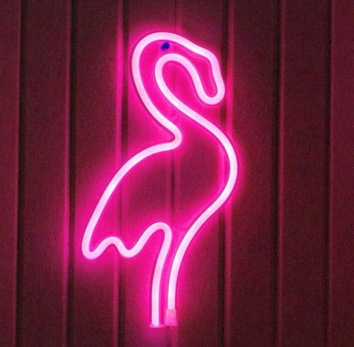 Неоновый подвесной ночник «Flamingo», USB, розовое свечение (28,5х16 см) 