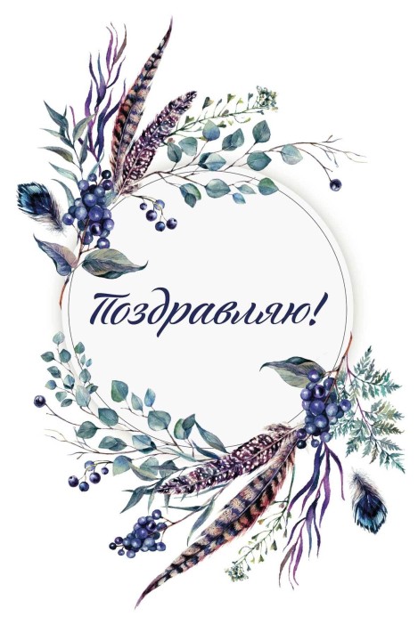 Набор открыток 5 шт. «Композиция с перьями», 10*15 см 