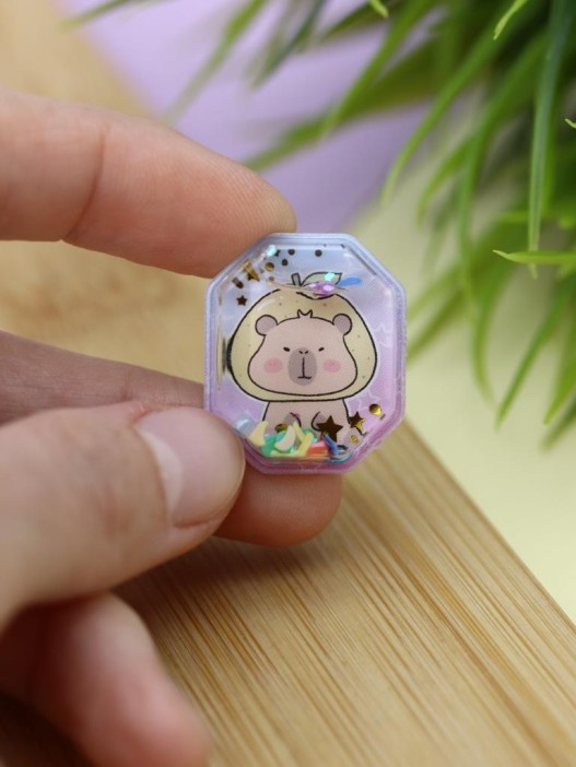 Набор гелевых наклеек с блёстками + брелок "Capybara", розовые (11,5*21 см) 