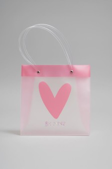 Пакет подарочный «Прозрачная любовь», розово-белый (22*21,5*10)
