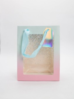 Пакет подарочный «Rainbow glitter», blue-pink (18*23*10)