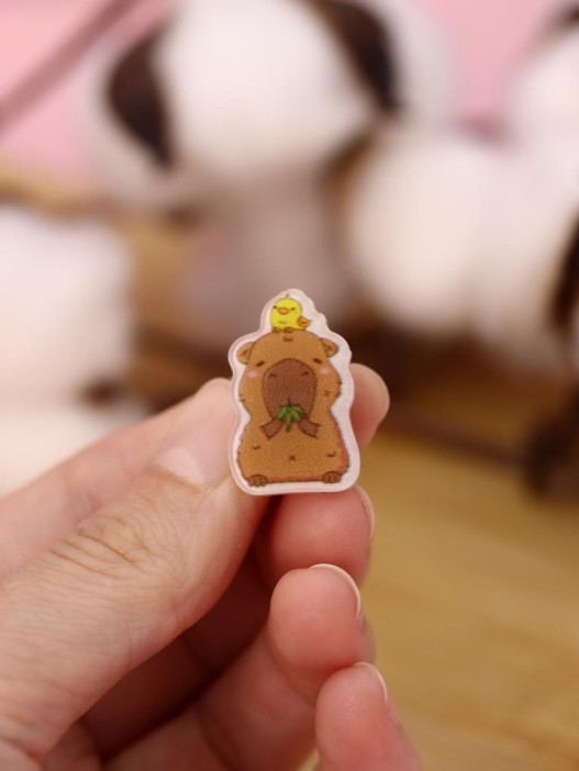 Серьги-клипсы GIRLY &quot;Capybara with a chicken&quot; 