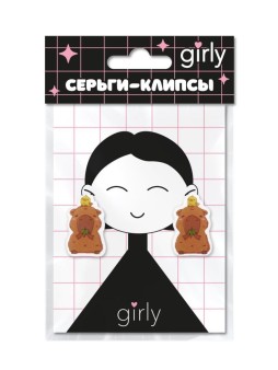 Серьги-клипсы GIRLY "Капибара с цыпленком"