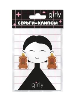 Серьги-клипсы GIRLY "Капибара с цыпленком"