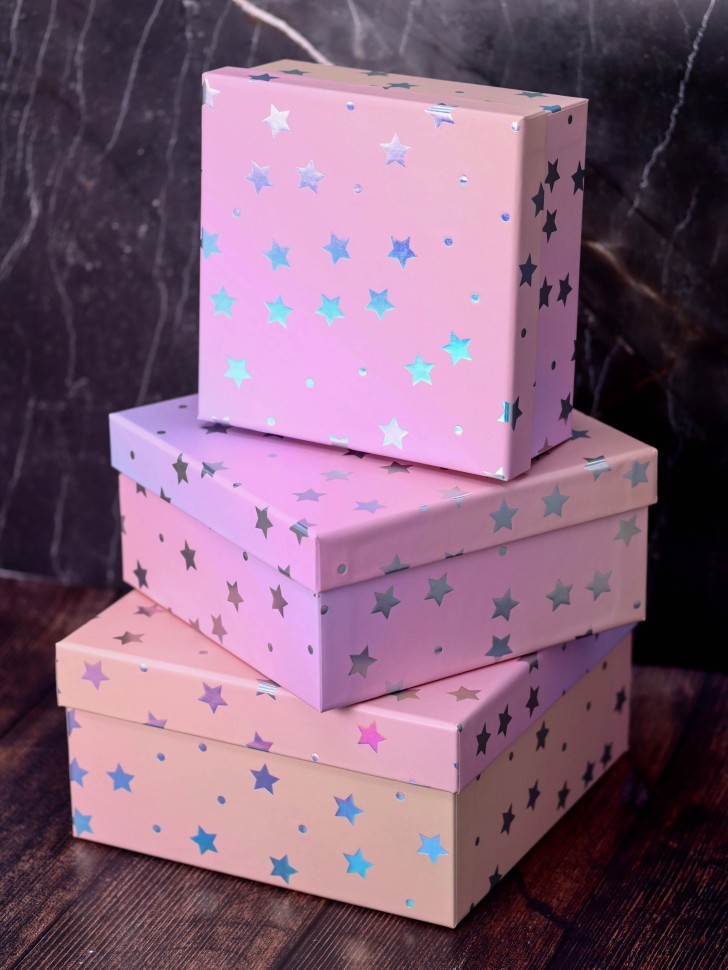 Подарочная коробка «Starry sky», pink (17*17*8)
