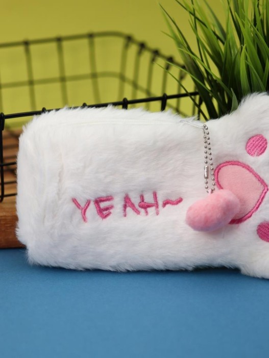 Пенал плюшевый "Pink paw", white (20*12,5 см) 