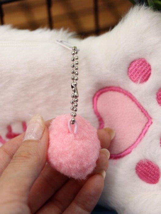 Пенал плюшевый "Pink paw", white (20*12,5 см) 