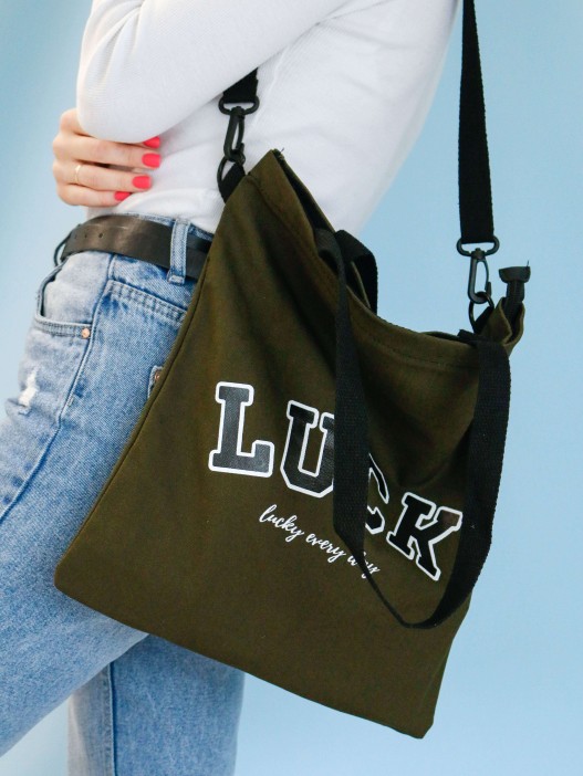 Сумка шоппер "Luck every day", green 