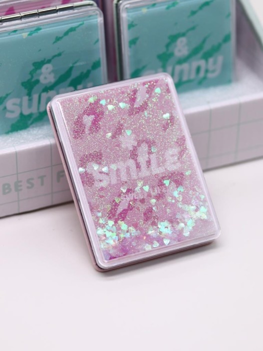 Зеркало раскладное &quot;Zoo print&quot;, розовое, 8*6 см 