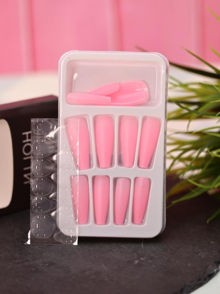 Накладные ногти GIRLY "Нежно-розовый", 12 шт., складными пластинами