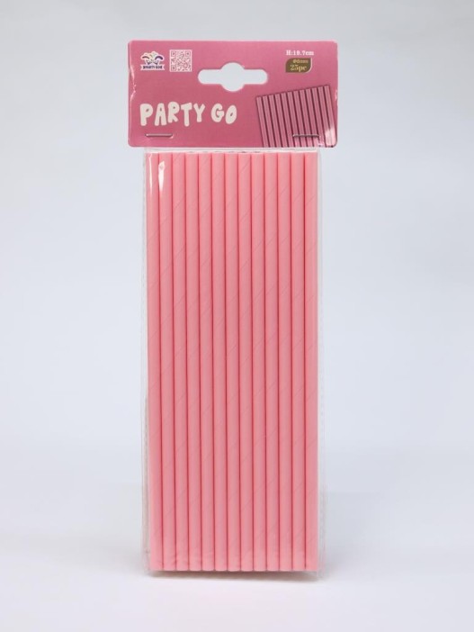 Трубочки одноразовые для напитков 25 шт. &quot;Party go&quot;, pink (197 мм) 