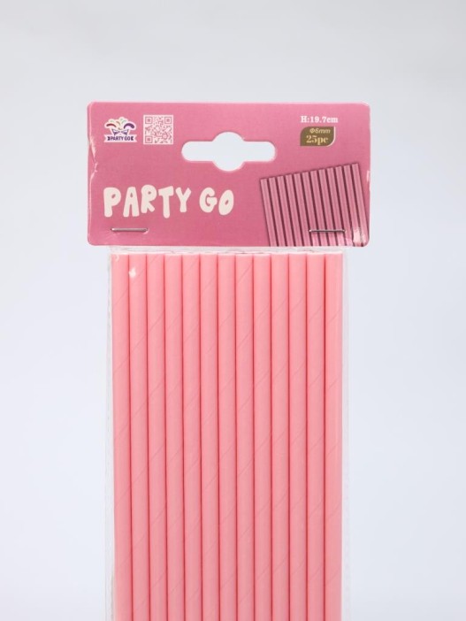 Трубочки одноразовые для напитков 25 шт. &quot;Party go&quot;, pink (197 мм) 