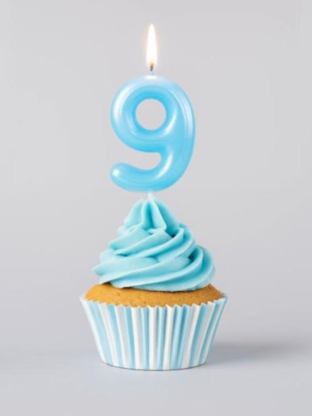 Свеча для торта "Azure glow" цифра 9, (6 см)