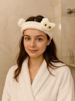 Повязка на голову GIRLY "Yellow eyed cat", white