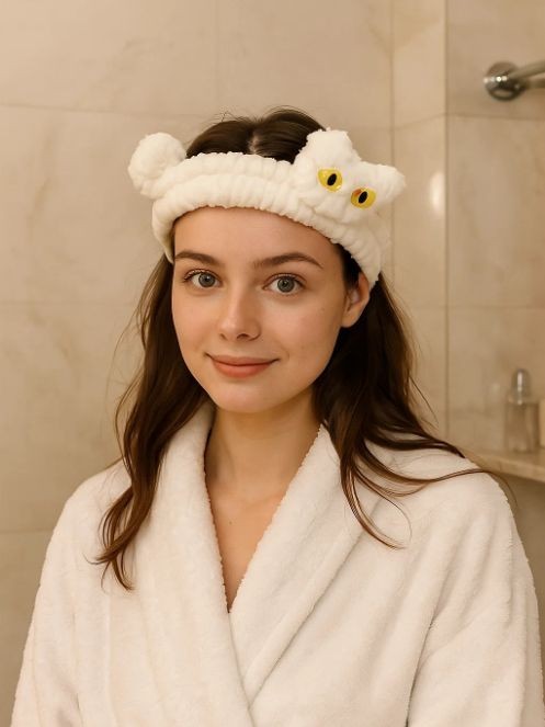 Повязка на голову GIRLY "Yellow eyed cat", white 