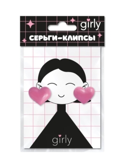 Серьги-клипсы GIRLY "Hearts", pink