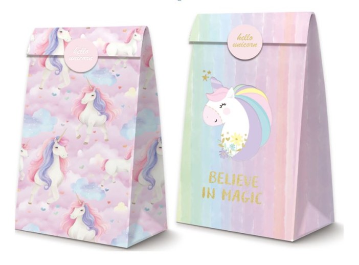 Набор подарочных пакетов+наклейки (6 шт.) &quot;Hello unicorn&quot;, 24*13*8 